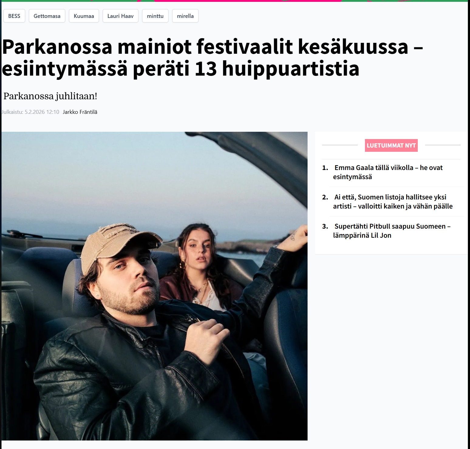 Mirable Fest nousi Rumban uutisiin – Parkanon kesäfestivaali saa ansaittua näkyvyyttä